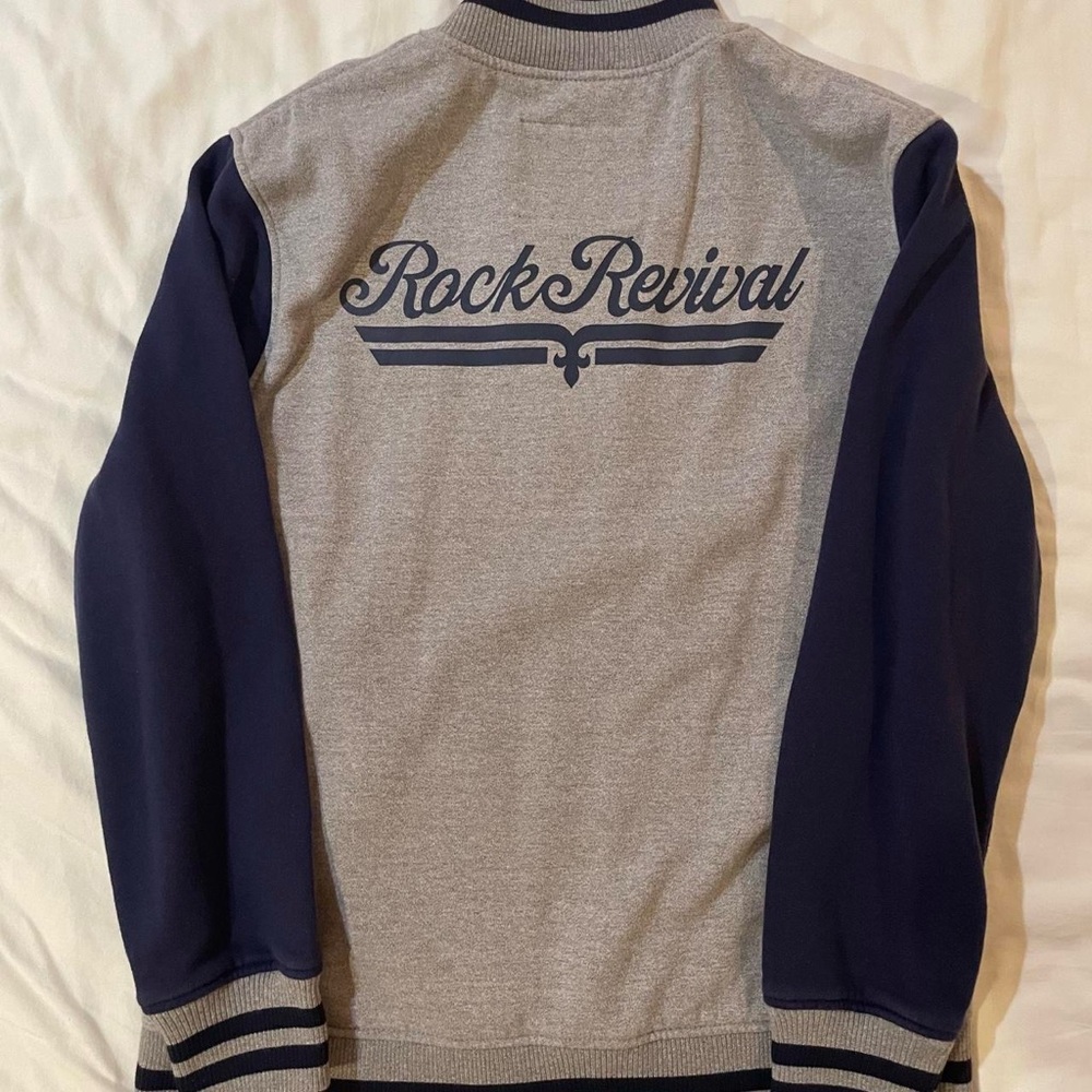 Rock Revival Navy and Gray Varsity Jacket